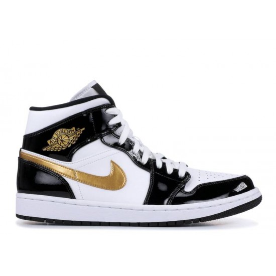 AIR JORDAN 1 MID PATENT BLACK GOLD  Scarpe 852542 007