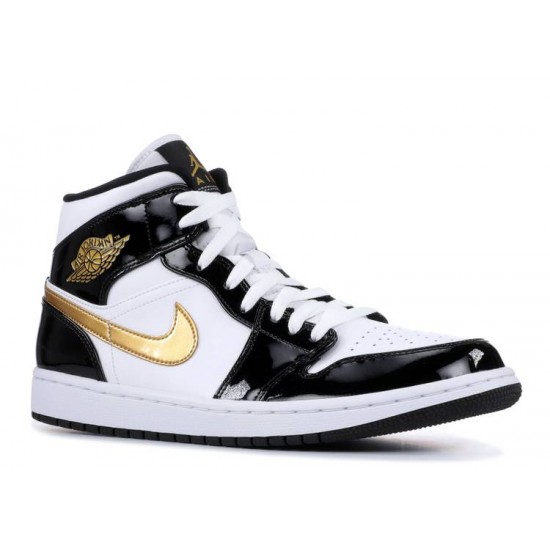 AIR JORDAN 1 MID PATENT BLACK GOLD  Scarpe 852542 007