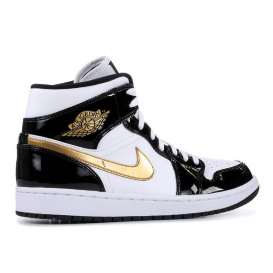 AIR JORDAN 1 MID PATENT BLACK GOLD  Scarpe 852542 007