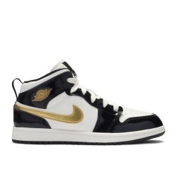 AIR JORDAN 1 MID PATENT PS BLACK GOLD  Scarpe bq6932 007