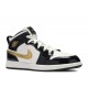 AIR JORDAN 1 MID PATENT PS BLACK GOLD  Scarpe bq6932 007