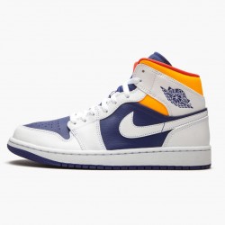 Donna/Uomo Air Jordan 1 Mid Royal Blue Laser Orange 554724-131 Scarpe Da Ginnastica