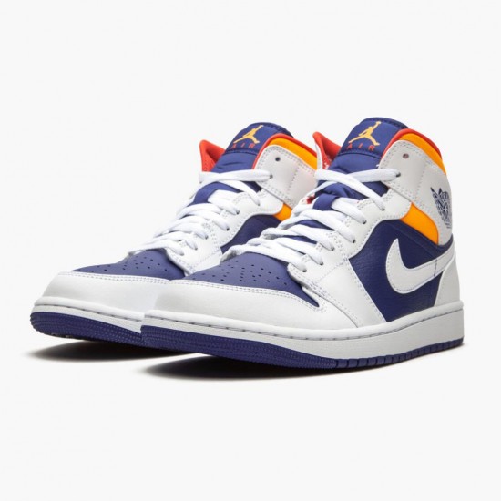 Donna/Uomo Air Jordan 1 Mid Royal Blue Laser Orange 554724-131 Scarpe Da Ginnastica