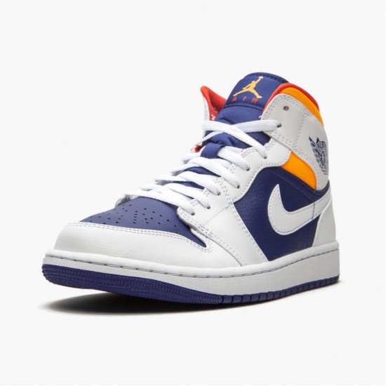 Donna/Uomo Air Jordan 1 Mid Royal Blue Laser Orange 554724-131 Scarpe Da Ginnastica