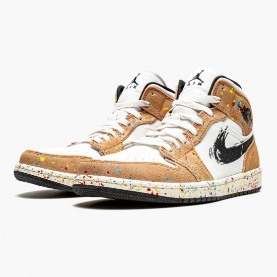 Donna/Uomo Air Jordan 1 Mid SE Brushstroke DA8005-100 Scarpe Da Ginnastica