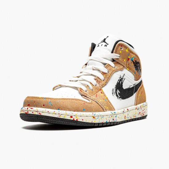 Donna/Uomo Air Jordan 1 Mid SE Brushstroke DA8005-100 Scarpe Da Ginnastica