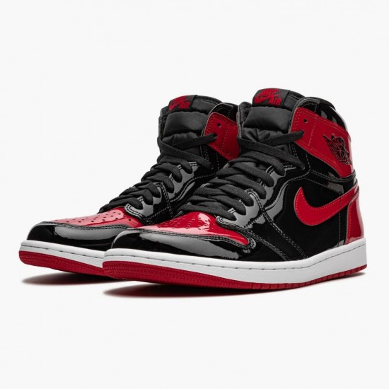 Uomo Air Jordan 1 Retro High OG Patent Bred Red 555088-063 Scarpe Da Ginnastica