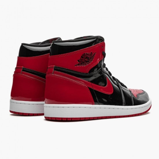 Uomo Air Jordan 1 Retro High OG Patent Bred Red 555088-063 Scarpe Da Ginnastica