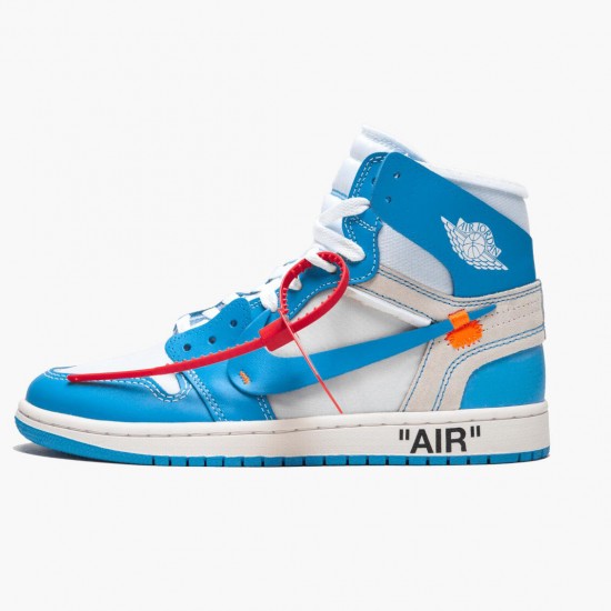 Donna/Uomo Air Jordan 1 Retro High Off-White University Blue AQ0818-148 Scarpe Da Ginnastica