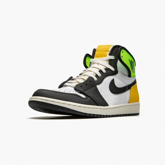 Uomo Air Jordan 1 Retro High White Black Volt University Gold 555088-118 Scarpe Da Ginnastica