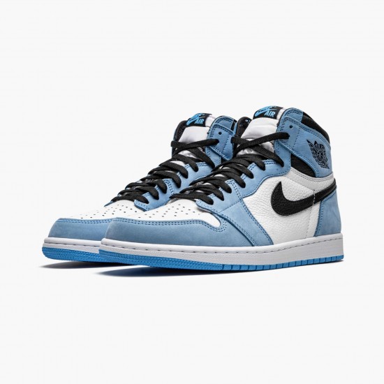 Uomo Air Jordan 1 Retro High White University Blue Black 555088-134 Scarpe Da Ginnastica