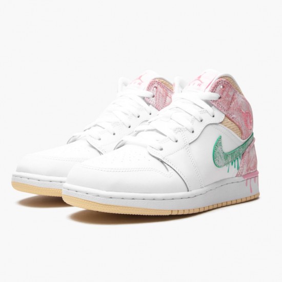 Donna Air Jordan 1 Mid SE GS Ice Cream DD1666-100 Scarpe Da Ginnastica