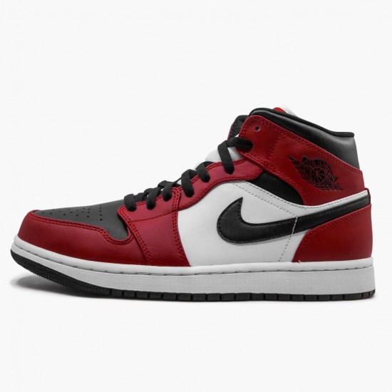 Uomo Air Jordan 1 Mid Chicago Black Toe 554724-069 Scarpe Da Ginnastica