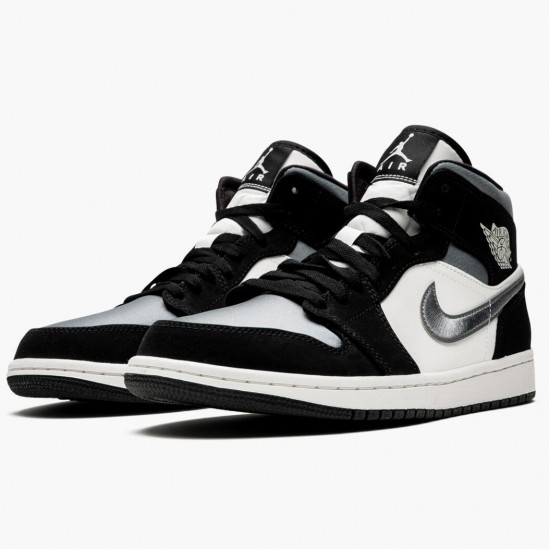 Uomo Air Jordan 1 Mid Satin Grey 852542-011 Scarpe Da Ginnastica