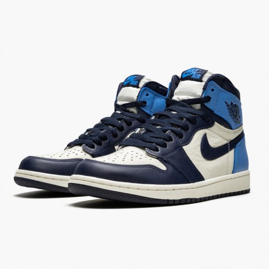 Uomo Air Jordan 1 Retro High OG Obsidian University Blue 555088-140 Scarpe Da Ginnastica