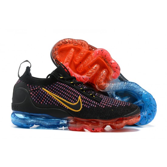 Donna/Uomo Air VaporMax 2021 Flyknit Nero Rosso and Blu Scarpe Da Ginnastica