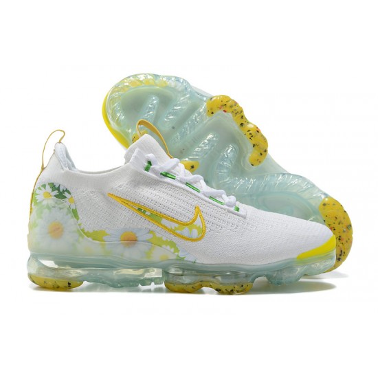 Donna/Uomo Air VaporMax 2021 Flyknit Bianco Giallo Scarpe Da Ginnastica