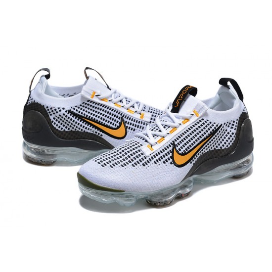 Donna/Uomo Air VaporMax 2021 Flyknit Bianco Giallo and Nero Scarpe Da Ginnastica