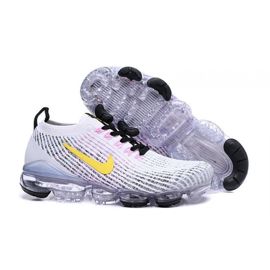 Donna/Uomo Air VaporMax Flyknit 3 Bianco Giallo AJ6900-103 Scarpe Da Ginnastica